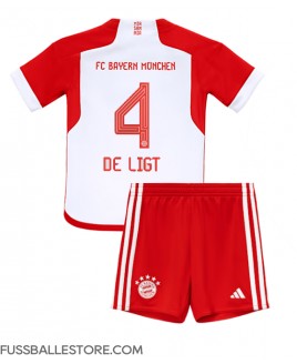 Günstige Bayern Munich Matthijs de Ligt #4 Heimtrikotsatz Kinder 2023-24 Kurzarm (+ Kurze Hosen)